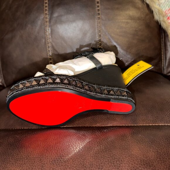 Christian Louboutin 110mm Pyraclou Metallic Spike Wedge Sandals - Size 38 - Picture 6 of 12